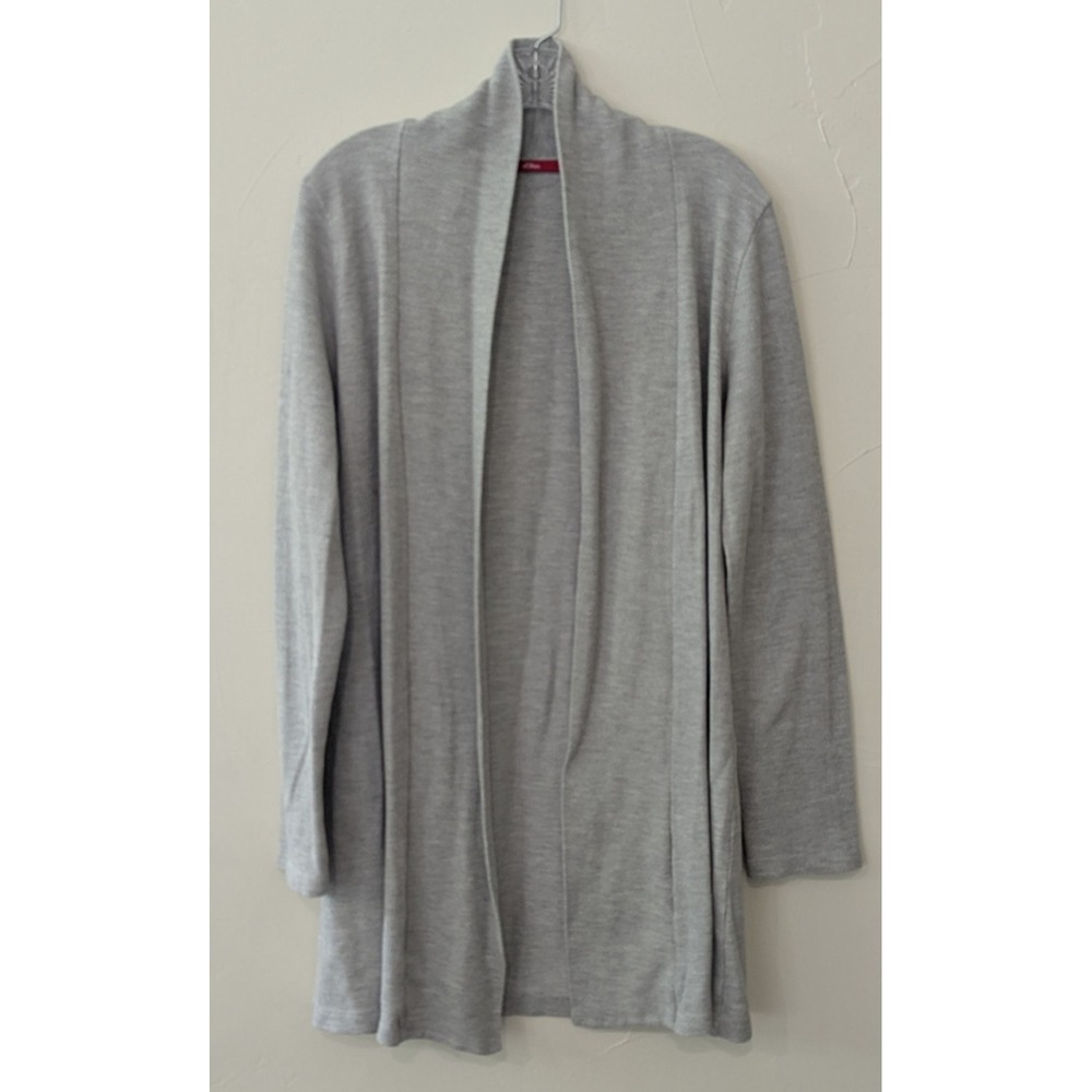 S. Oliver Women's Long Cardigan‎ Size 42 (L - XL) Gray Woven Pattern